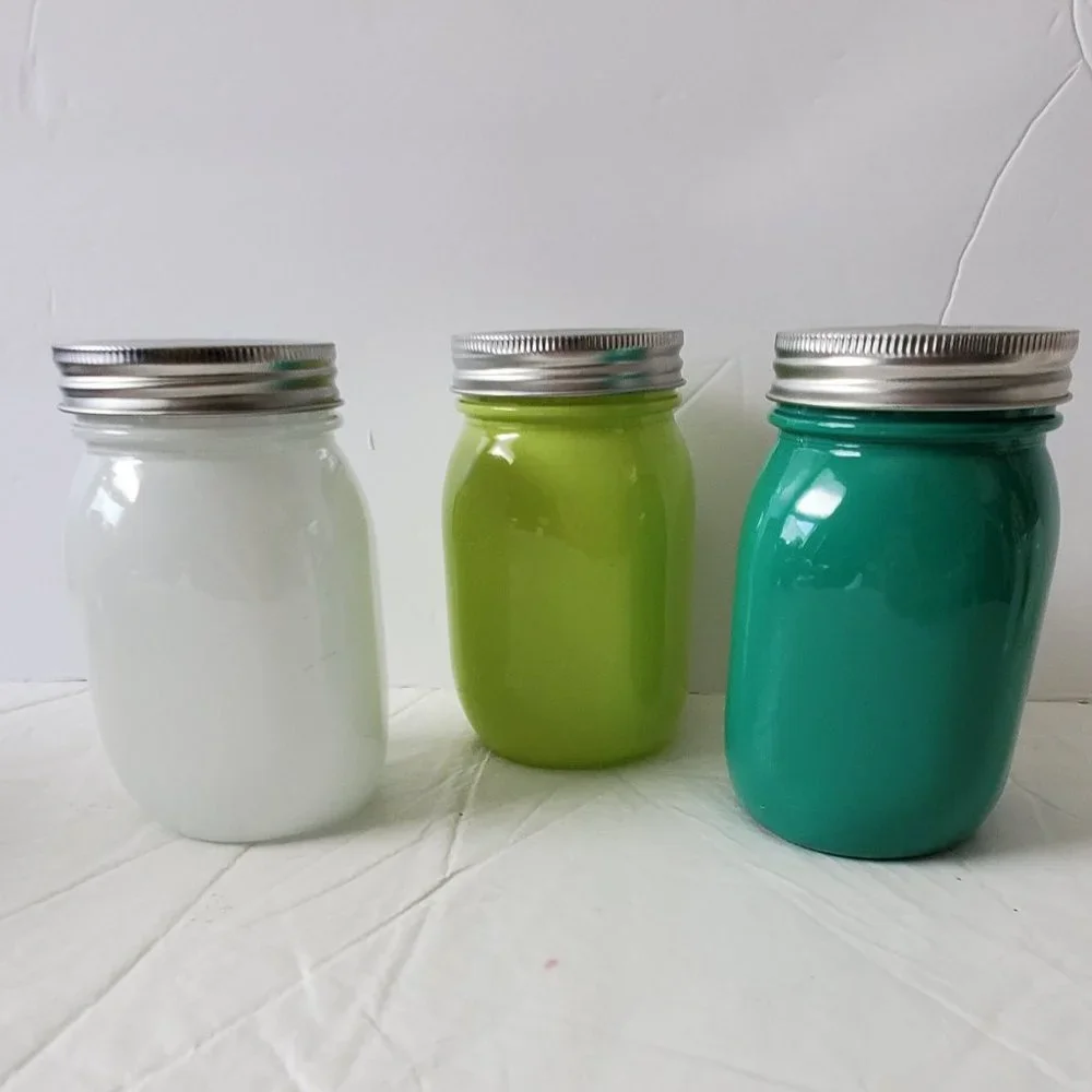 Three Painted Mason Jars